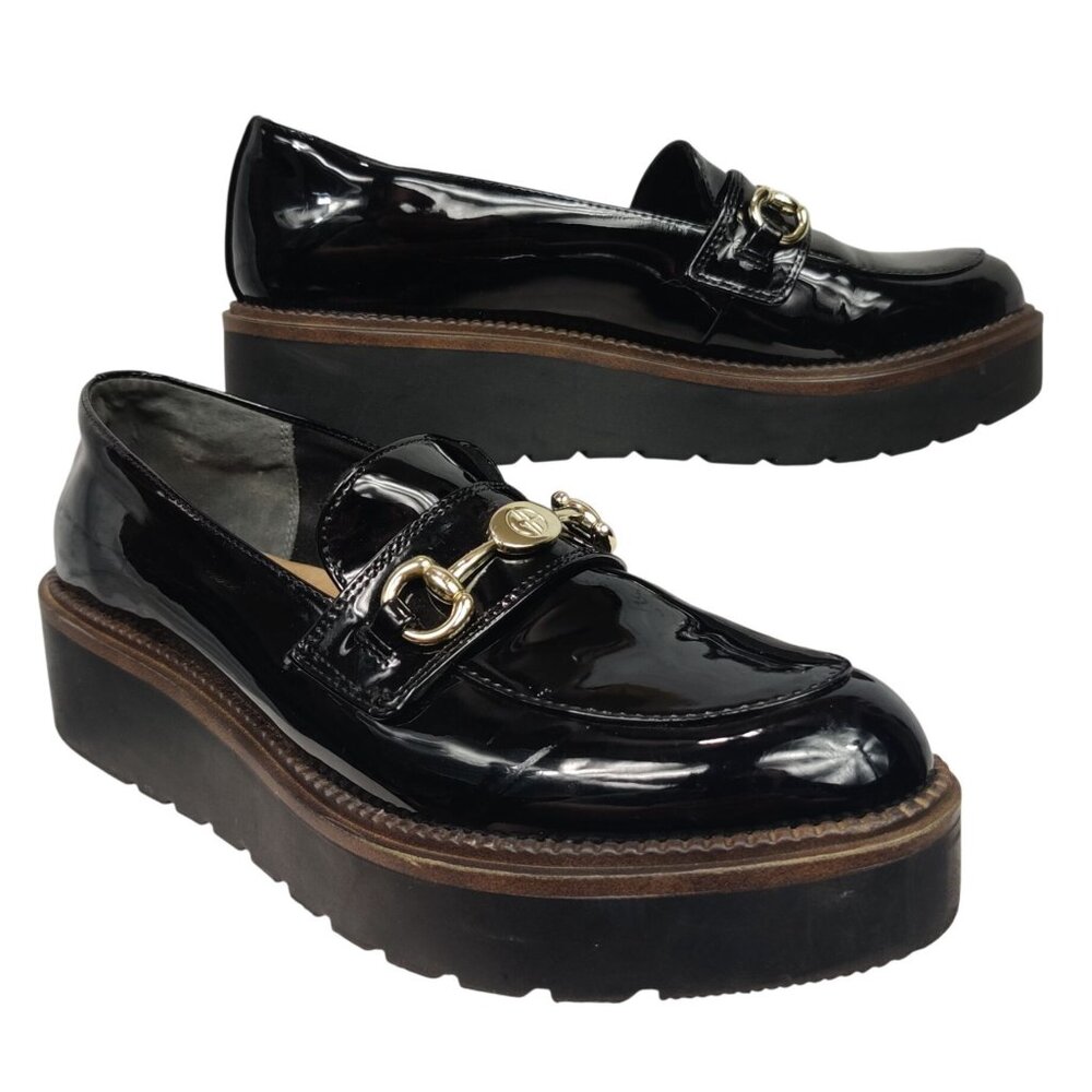 Giani Bernini Womens Loafers Mayaa Patent Leather Chunky Platform Black Size 10